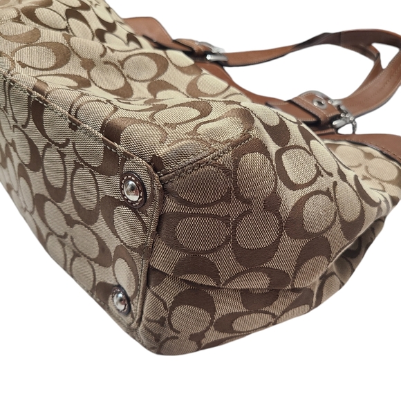 Coach Soho Large Signature Pleated Tote Brown Tan - Picture 7 of 10